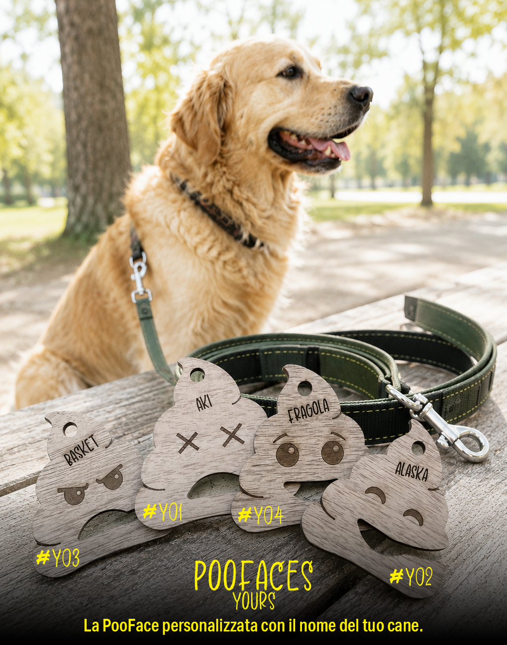 PooFaces YOURS – Porta Sacchetti da Passeggiata personalizzato col nome del tuo cane
